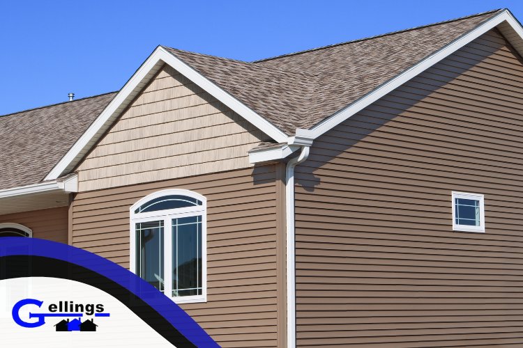 A variety of siding materials showcased on a Sheboygan County home by Gellings Roofing & Siding LLC.